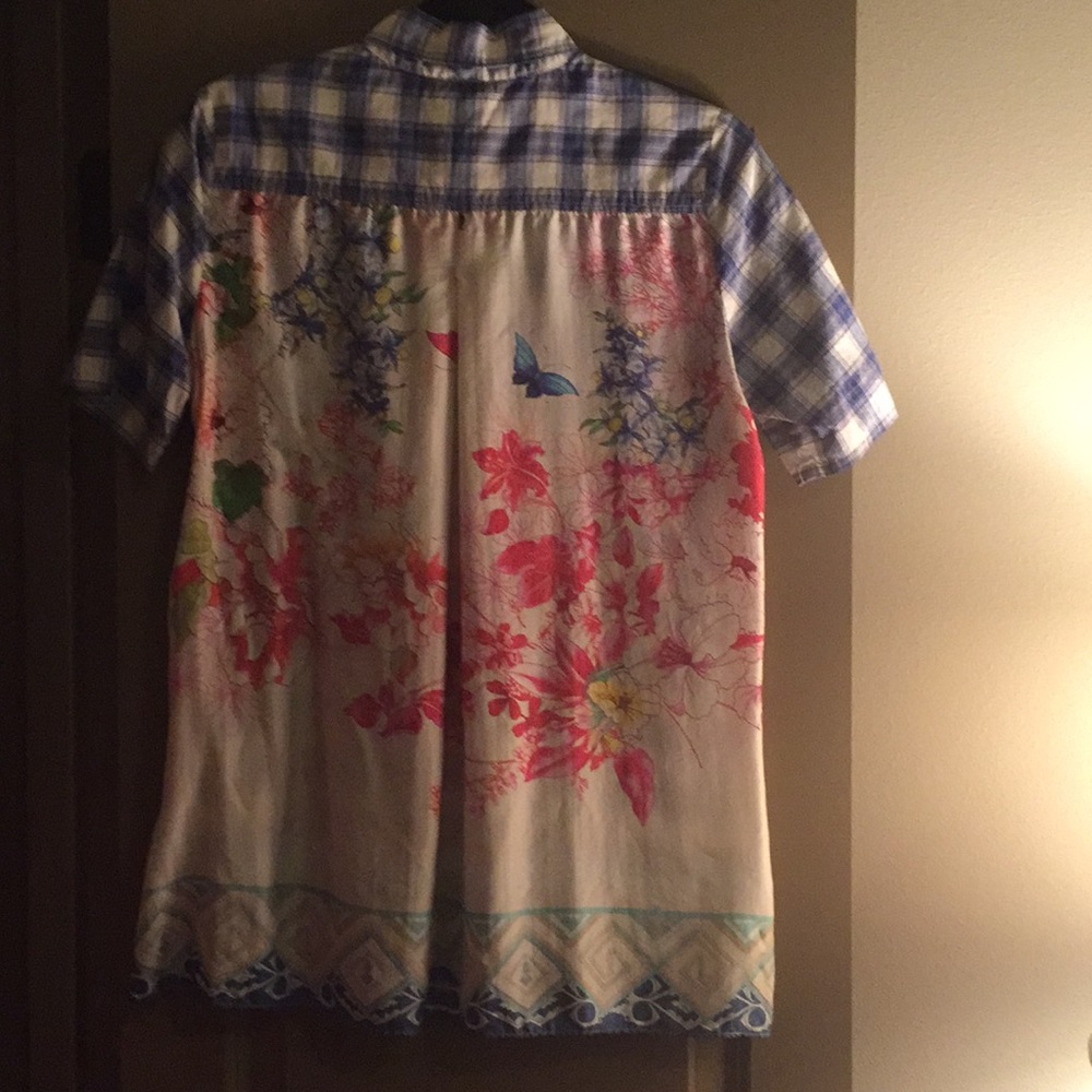 Johnny Was Scarf Back Button-Down Top